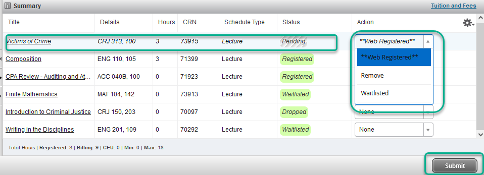 Add the Course and Select Waitlisted